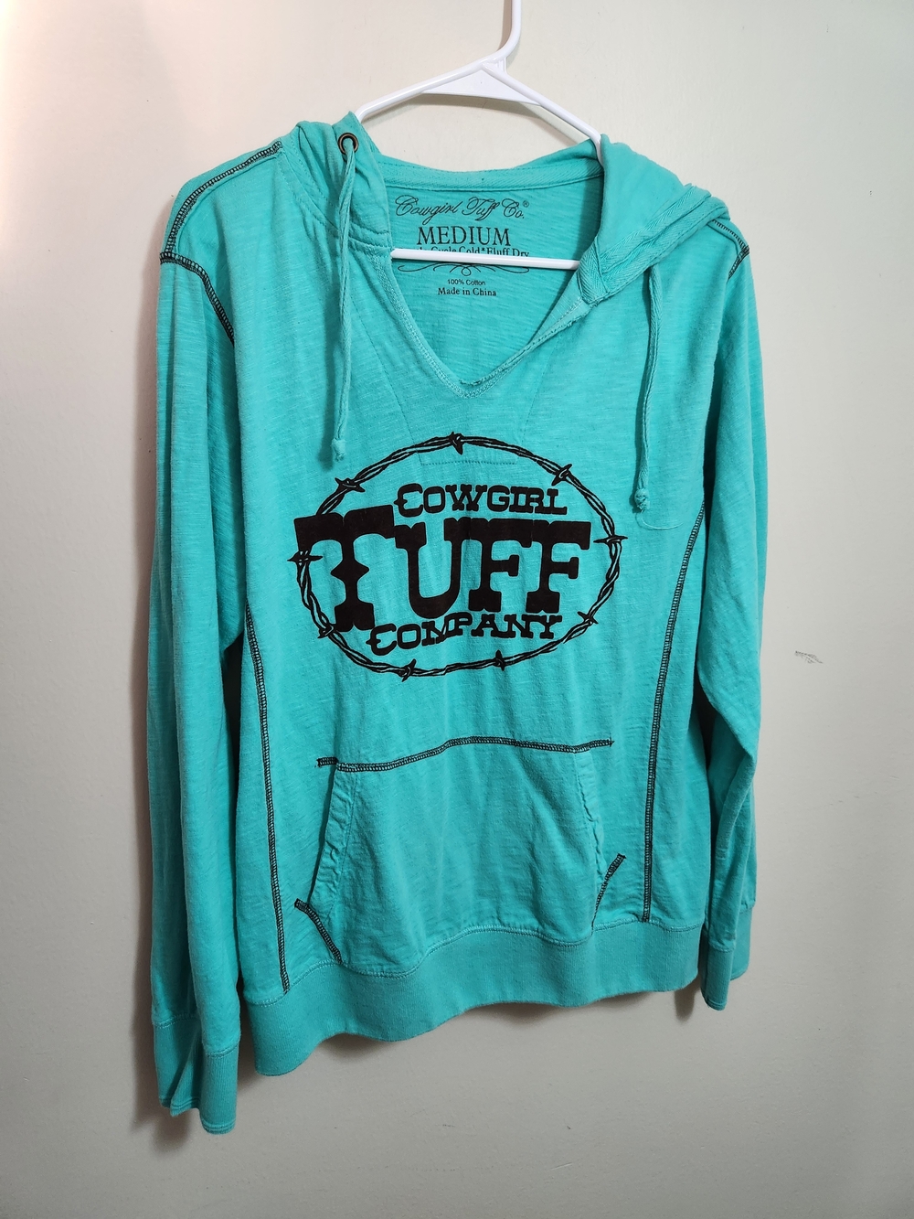 Cowgirl Tuff Teal Pullover Hoodie with Logo